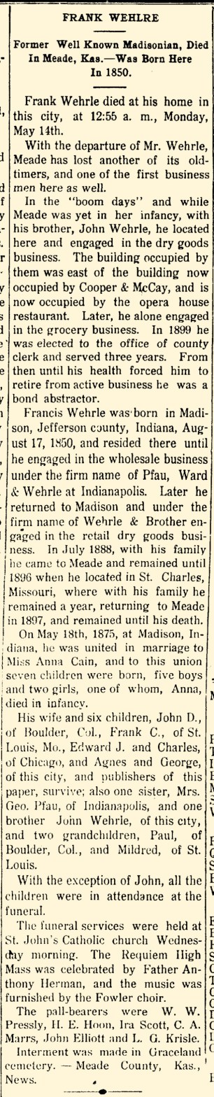 Obituary Frank Wehrle